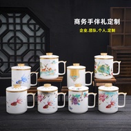 Suyaki Office Cup Tea Cup Ceramic Water Cup Office Business Tea Cup with Lid and Saucer Business Con