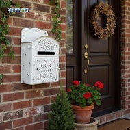 [ShiwakiMY] Wall Mount Mailbox Sturdy for Fence Mounting Iron Art Mailbox Vintage Design