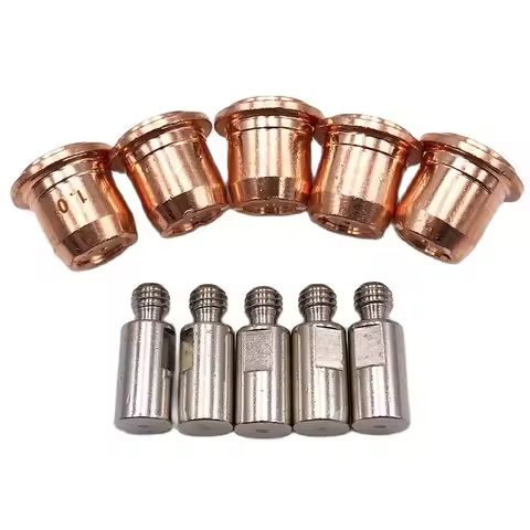 S45 50A Plasma Cutting Torch Consumables 5pcs Electrode PR0105 and 5pcs PD0102-10 1.0mm Nozzle Tip