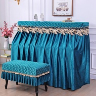 A-6💘Piano Cover Full Cover European-Style Cotton Simple Velvet Piano Cover Piano Stool Cover Thickened Mid-Open Piano Co