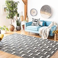 Safavieh Striped Kilim Collection STK508Z Handmade Flatweave Cotton Area Rug, 8' x 10', Black / Ivor