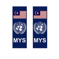 Malaysian Flag UN Euro Car Plate Sticker MYS EU
