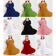 NEW JILIAN PUFFED SLEEVE KID DRESS 7-12 PLAIN SOLID COLOR MAXI DRESS FOR BABY GIRL COLLECTION