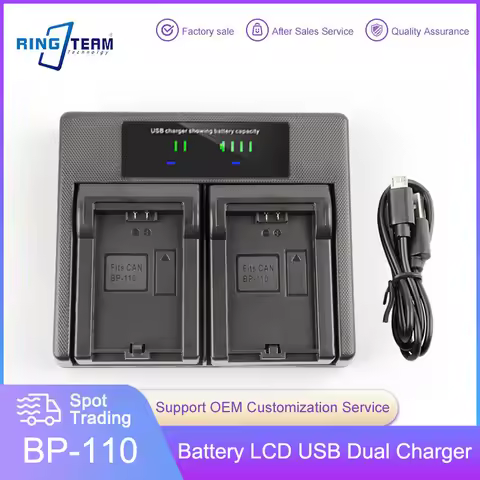 USB Dual Battery Charger for BP-110 BP110 CG-110 CG110 LEGRIA iVIS VIXIA R205 R206 R26 R27 R28 R21 R