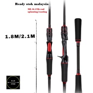 <READYSTOCK>1.8m/2.1m mediumlight Rod ML Rod Pancing Casting Spinning 4-12LB fishing rod