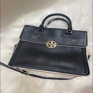 TORY BURCH (附購買證明) 黑鑲白 手提包 公事包 肩背包