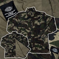แจ็คเก็ตเดินป่า Vintage 90s Dickie Woodland Camo Ripstop Baggy Jacket.แจ็คเก็ตวินเทจ แจ็คเก็ตทหาร ทห