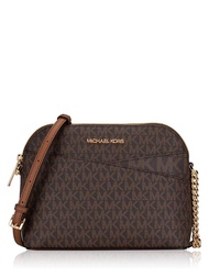 MICHAEL KORS JET SET SIGNATURE MEDIUM DOME CROSSBODY BROWN