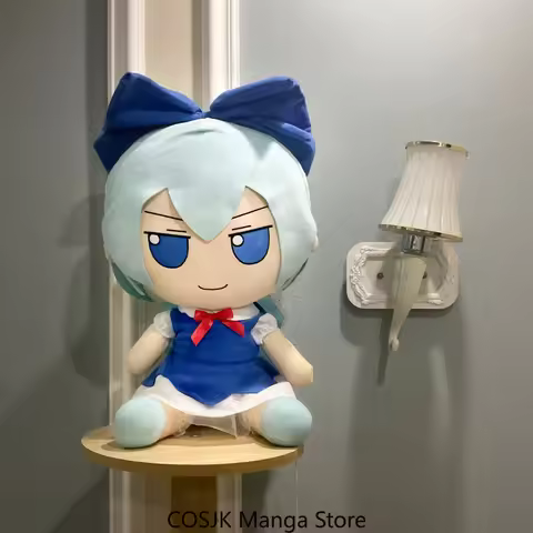 Amine Touhou Project Cirno fumo Big Head 50cm Plush Pillow Cosplay Dress Up Stuffed Body Clothes Out