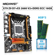 MACHINIST X79 Z9 D7 Motherboard Set LGA 2011 Kit Xeon E5 2660 V2 Processor CPU 2pcs*8GB= 16GB ECC DDR3 Memory RAM NVME M. 2 SATA AWWT