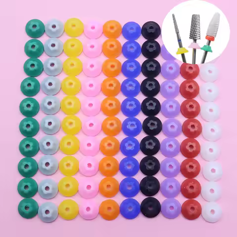 Hot 10pcs Nail Dust Protector Caps 3/32" Shank Nail Drill Bits Anti-Dust Cover Caps for E-file Silic