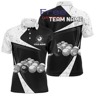 (shengjing)Personalized Black White Grunge Billiard Balls Polo Shirts For Men, Custom 8 Ball Pool Te