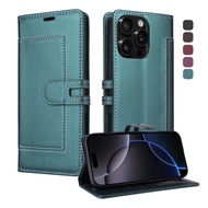 Flip Case for iPhone 17 Air 16e 16 15 14 Plus 12 13 Pro Max PU Leather Cover Magnetic Wallet With Ca