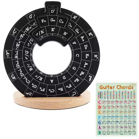 Acrylic Circle of Fifths Chord Melody Wheel for Musicians Songwriting with Solid Wood Stand Holder,