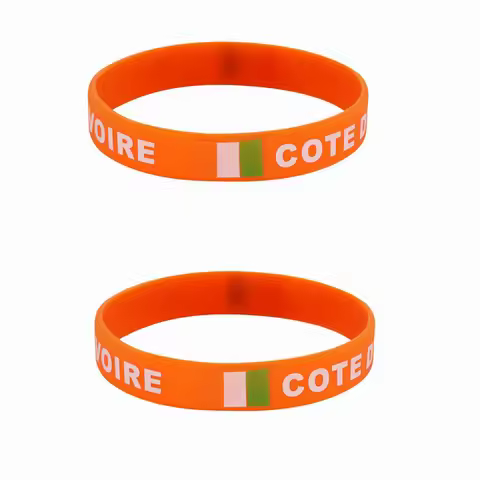 2pcs Ivory Coast Flag Silicone Bracelet Sports Game Wristband National Wrist Strap for Men Women Rub