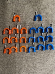 10 / 50  pcs High Quality pvc clamp 1/2 blue or orange For fixing of plastic water pipe,wire conduit and cable, can nail brick wall, cement wall, cement floor