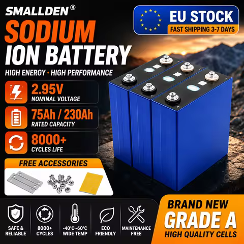 EU Stock Sodium-Ion Battery 2.95V 230Ah 75Ah Long Cycle DIY 12V Golf Cart Electric Car Vehicle Low &