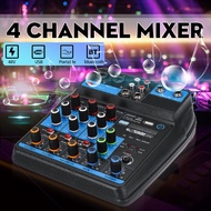 48V Bluetooth 4 Channels Mixing Console Audio Mixer w/USB DJ Sound Mixing MP3 Jack Karaoke Amplifier Karaoke KTV Party