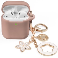 OLEBAND Case Fit for Airpod Case 1st/2nd Generation with Cute Bling Keychain,iPods Silione Cover Com