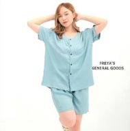 [FREYA] Set Piyama Model Kancing Depan Lengan Pendek Bahan Rayon Premium