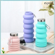 ESPOIR Collapsible Water Bottle, 17oz Silicone Foldable Water Bottle, Portable Leakproof BPA Free Li