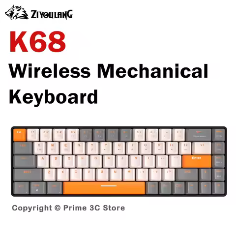 Ziyoulang K68 60% Wireless Mechanical Keyboard Mini 68-Key Bluetooth 2.4G Dual Mode Hot-Swap Red Swi