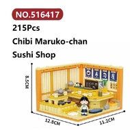✨Dining Room Chibi Maruko-chan Building Blocks 215 Pcs Wekki Architecture Bricks Toy Set