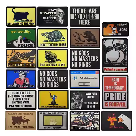 Funny Saying Tactical Patches Morale Emblem I will Fear No Evil,Task Failed Fabric Applique Printing