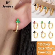 【BY】Fashion Gold Plated Minimalist Birthstone Hoop Earrings Accessories For Women GE13