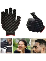 1只捲髮海綿手套,造型捲曲用手套,適用於髮型護理