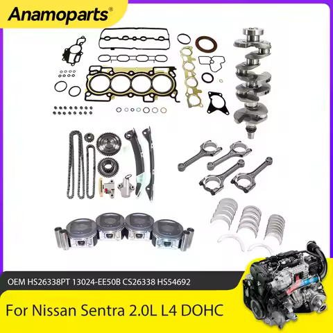 Engine Parts Rebuild Gasket Crankshaft Con Rod Bearing Timing Chain Kit Fit 2.0 L L4 Gas MR20DE For 