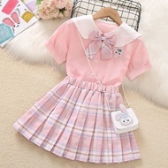 LHM JK Váy Xếp Ly Trẻ Em Đầm Bé Gái 12 Tuổi Bộ Đồng Phục JK Cho Bé Gái Váy Mùa Hè Hàn Quốc Mới Cho T