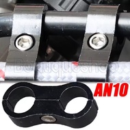Universal Fuel Line Clamp - Aluminum Alloy Black Clips - Double Hole Fuel Line Bracket - AN6 AN8 AN1