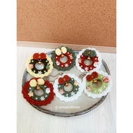 (Ready Stock) Woolen Christmas Keychains - Wreath Ring - Reindeer Ring - mini Christmas Hat - Handmade Woolen Gift
