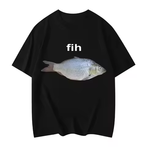 Fih Fish Funny Meme T Shirt Fashion Short Sleeve T-shirts Women Clothing Funny Shirt Streetwear Tops