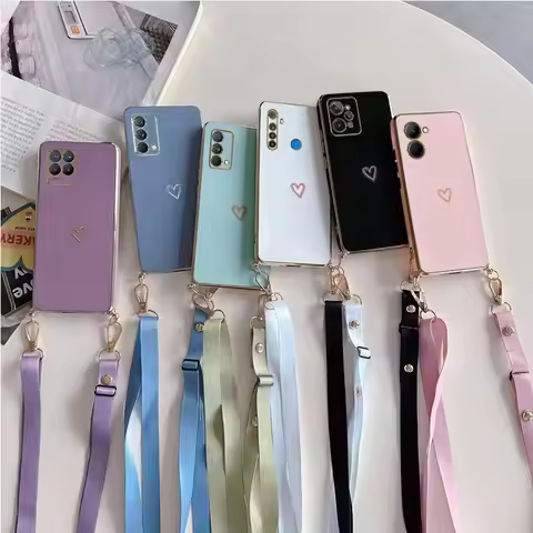 Love Heart Crossbody Lanyard Strap Phone Case For Oppo Realme 8 Pro 5 5i 6i 8i C21 C21Y C11 9 10 C20