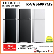 Hitachi R-VG560P7MS 2 Glass Doors Top Freezer Fridge 450L FREE VACUUM CLEANER CV-BM16