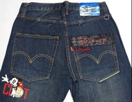 日本製 陳冠希 CLOT X LEVIS X DISNEY 三方限量聯名款 505 深藍色 牛仔褲 29腰