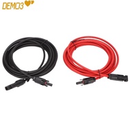 [DEMO3]  Panel Wire, 12AWG Wire Black 3 Meter + Red 3 Meter  Extension Cable, Waterproof 4mm² Diamet