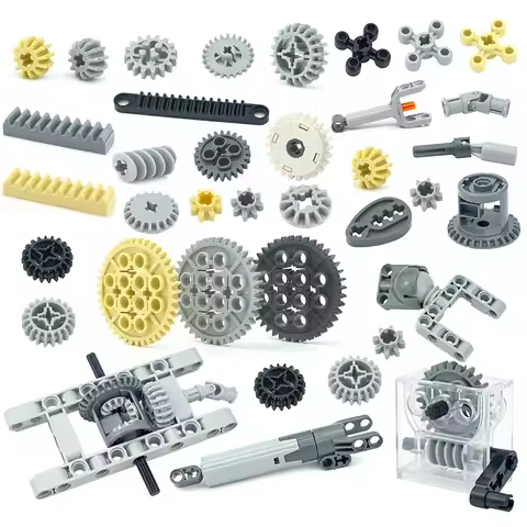 Technical Gear Bricks Part Worm Rack Axle Pin Classic Differential Gear MOC Train Car Crane Model DI