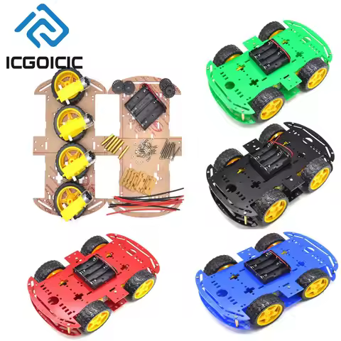 4WD Robot Car Chassis Kit with Encoder Motors – Blue/Red/Black/green Acrylic DIY Platform for Arduin