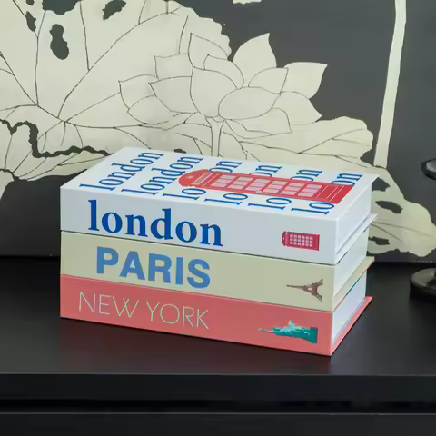New York Paris London Series Luxury Fake Book Decoration Remote Control Storage Box Fashion Coffee T