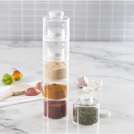 Spice Tower Glass Jar Rack Set Salt & Pepper Herb Bottles Organizer Condiments Spices