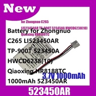 Battery for Zhongnuo C265 LI523450AR TP-900T 523450A HWCD6238(10) Qiaoxing HR8188TC 1000mAh 523450AR