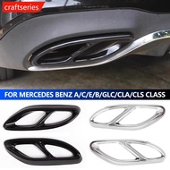 CRAFTSERIES 2Pcs Car Exhaust Tip Muffler Pipe Cover 4 Outlet Tail Pipe Rear Diffuser Cover For Merce