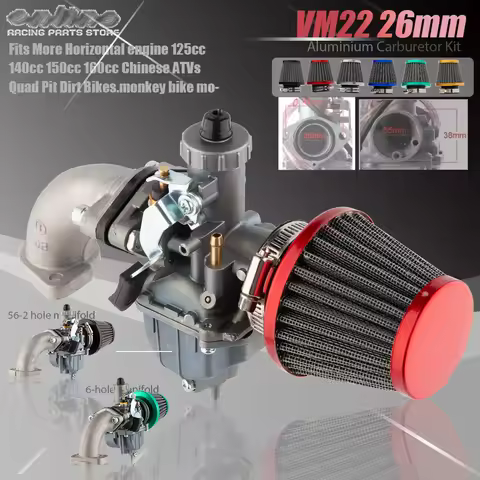 VM22 26mm Aluminium Carburetor Kit 56-2 6 Hole Motorcycle For Mikuni Intake Pipe 110cc 125cc 140cc L