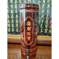 Mahogany Log Painted {Dragonfly Dot Lotus Incense Tube (Red Sandalwood)} Outer Diameter 10.8cm * Hei