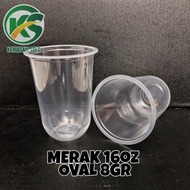 Gelas plastik cup OVAL PP Merak 16 oz 16oz 8 gr