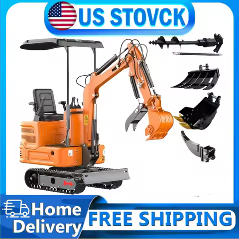 90% Pre-Assembled 5 IN 1 DIGMIGHT Mini Excavator B&S Engine 1Ton Pilot Control,3-Section Hydraulic S