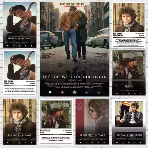 Bob Dylan Band Classic Singer Music Tracklist Album Covers Poster Print Wall Art Pictures Canvas Pai